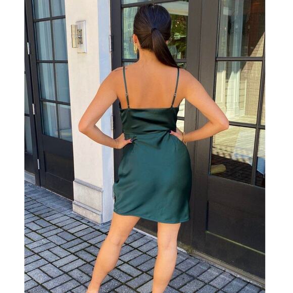 Adelyn Rae Aria Forrest Green Cowl Neck Mini Slip Dress Size XS - Picture 10 of 10